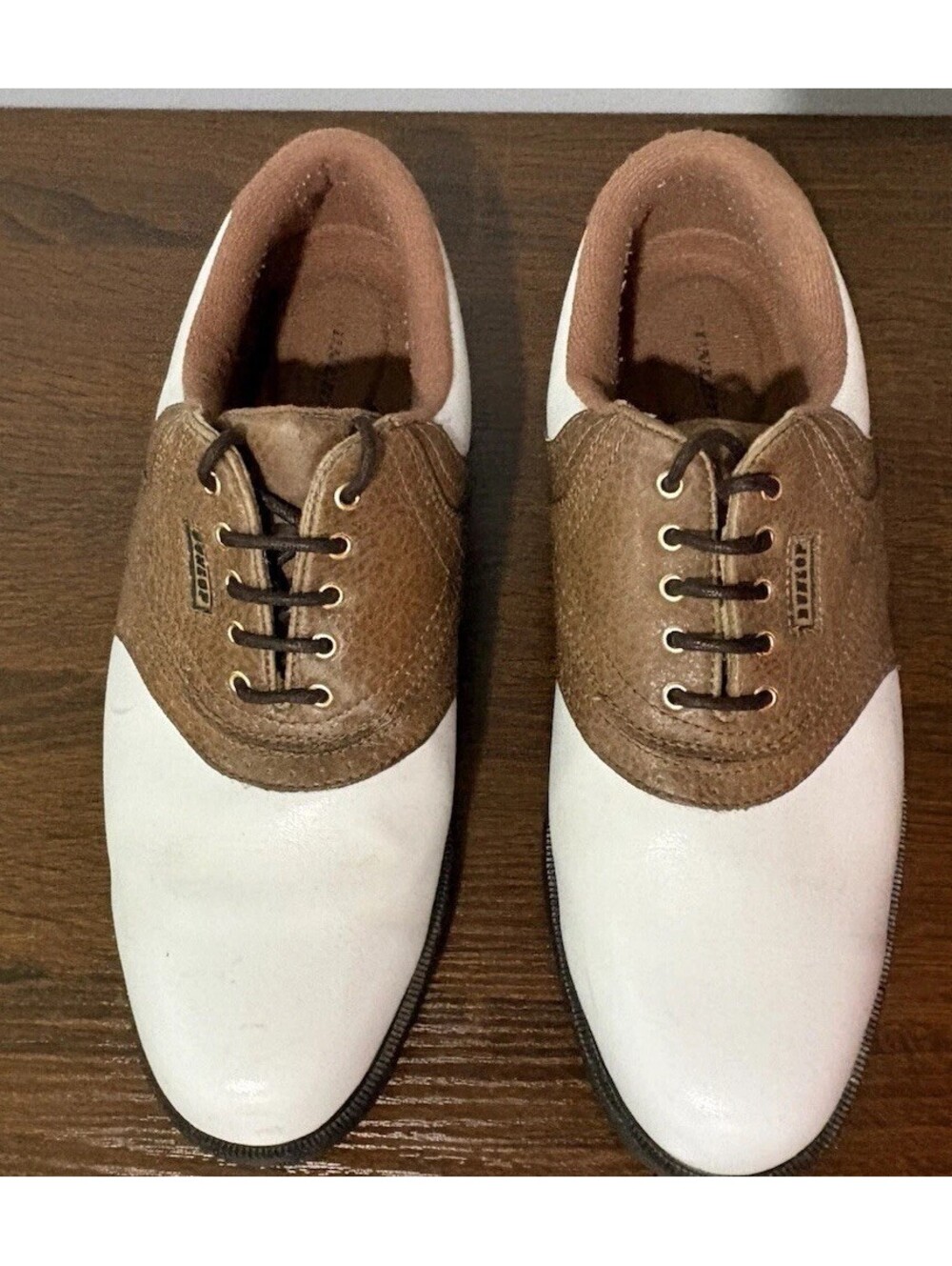 Dunlop Men’s Size 10 Spiked Golf Shoes White & Brown